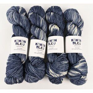 Kokon Bleu Limited Edition Aran Weight Yarn 4 Skeins SW Merino Wool Jean Michel